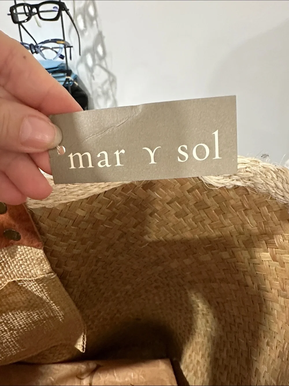 Mar Y Sol Woven Straw Tote Bag with Leather Handles & Pom Pom Charm